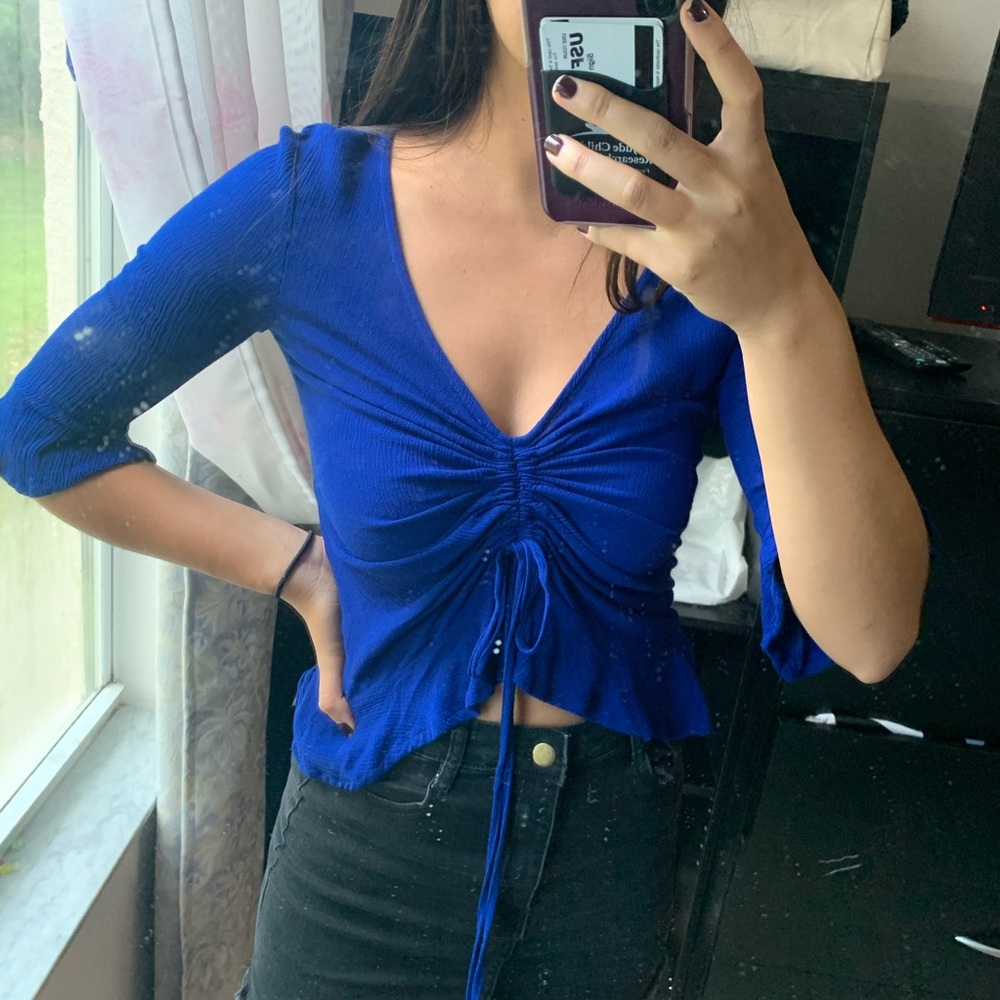 Forever 21 Royal Blue Ruched Blouse
